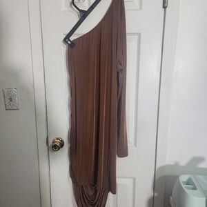 Boohoo Chocolate One-Shoulder Dress